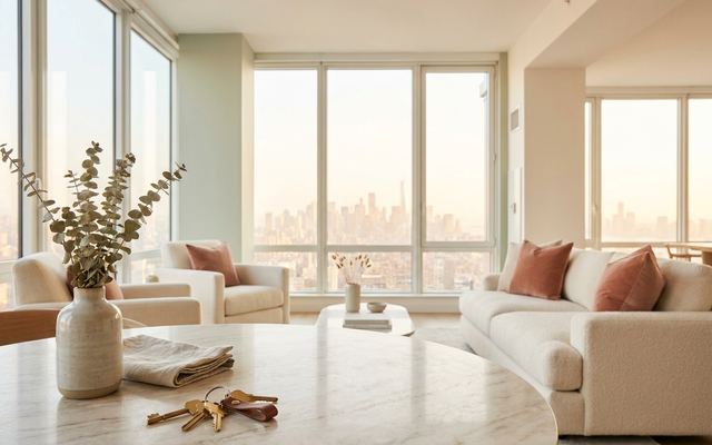 Clés posées sur une table dans un appartement
