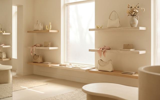 Boutique de luxe aux tons doux